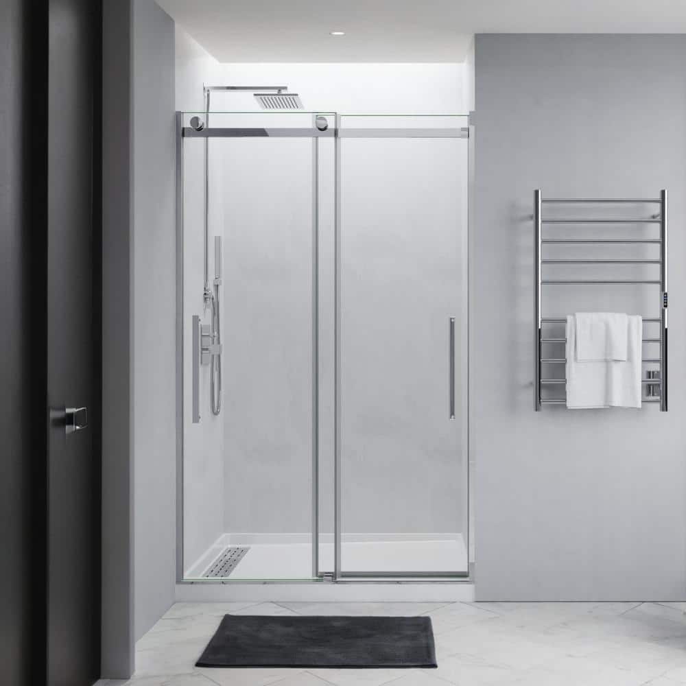 Dama Series 48 in. x 76 in. H Sliding Frameless Shower Door in Chrome with 