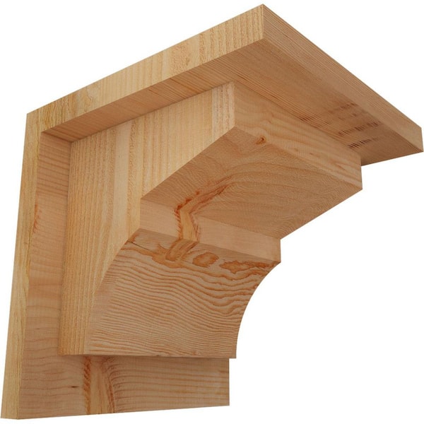 Ekena Millwork 8 in. x 8 in. x 8 in. Douglas Fir Monterey Rough Sawn Corbel with Backplate