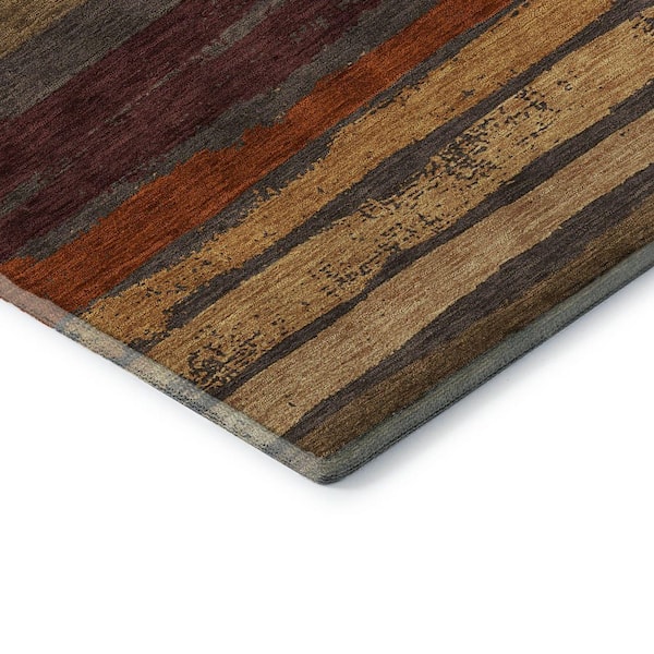 Mayfield Premium Machine Washable Abstract AMF1019 Chocolate 2 ft. 3 in. x 7 ft. 6 in. Runner Rug