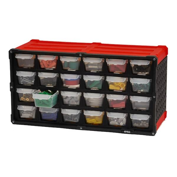 TAFCO Product 24-Compartment Small Parts Organizer, Red