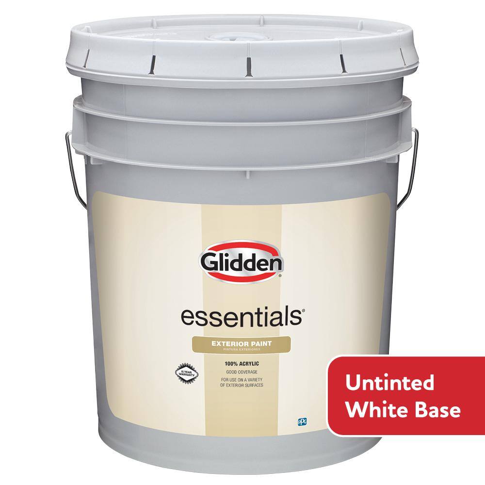 Glidden Essentials 5 gal. White/Base 1 Satin Exterior Paint GLE9011N