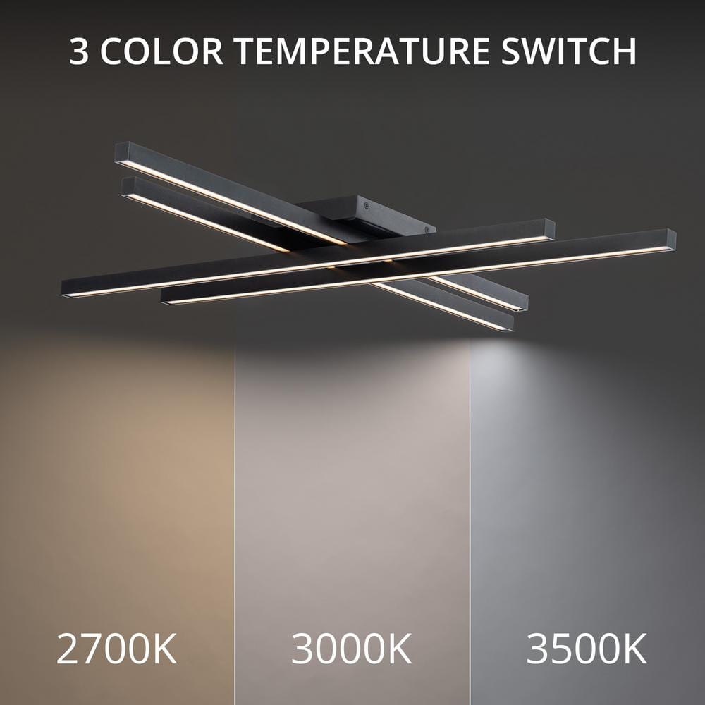 Parallax 32" Black LED Flush Mount with Polycarbonate Shade