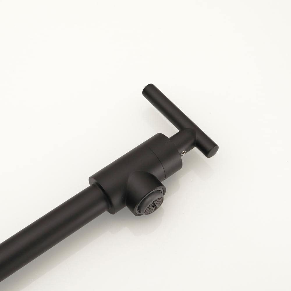 Matte Black Brass Wall-Mounted Pot Filler Faucet with Dual Joint Swing Arm