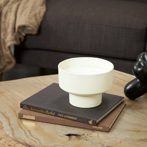 CosmoLiving by Cosmopolitan White Coz.y Cashmere Scented Matte 50 oz. 3 Wick Candle with White Wax
