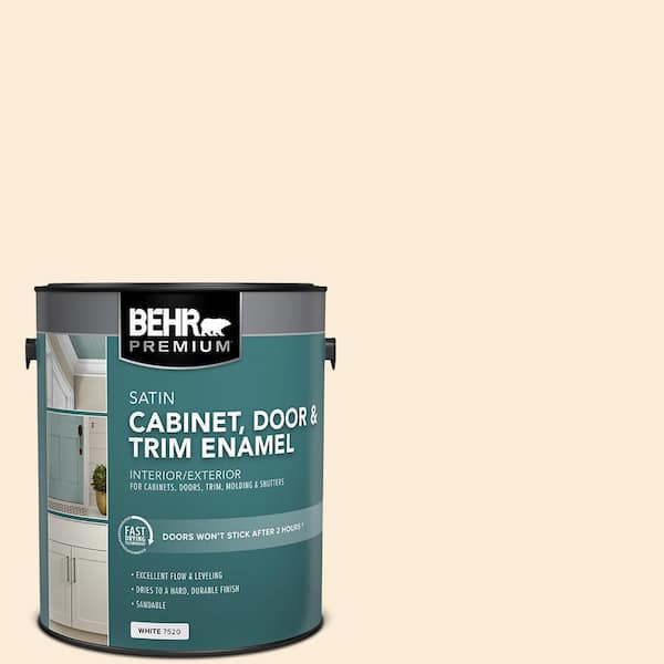 BEHR PREMIUM 1 gal. #320C-1 Cotton Tail Satin Enamel Interior/Exterior Cabinet, Door & Trim Paint