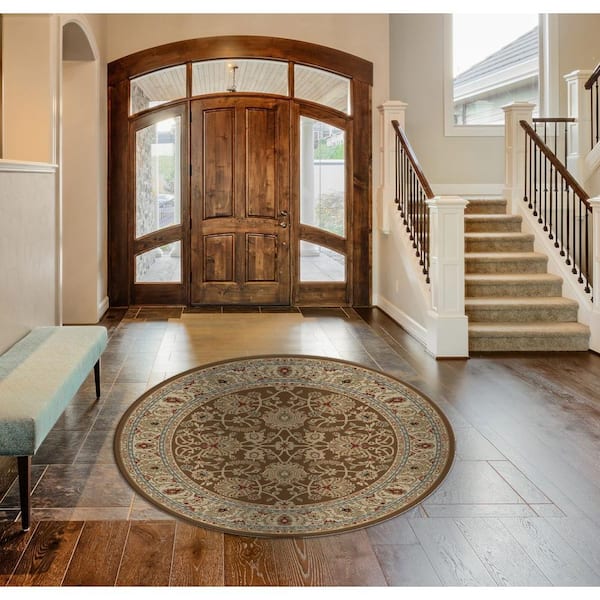 Ankara Mahal Brown 5 ft. Round Area Rug