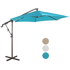 10 ft. Aluminum Cantilever Crank and Tilt Patio Umbrella with 360-Degree Rotation, in Blue
