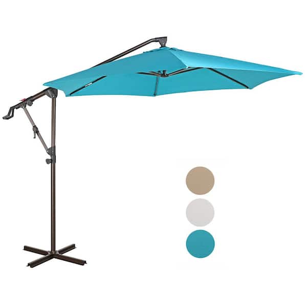 Freestyle 10 ft. Aluminum Cantilever Crank and Tilt Patio Umbrella with 360° Rotation, in Blue