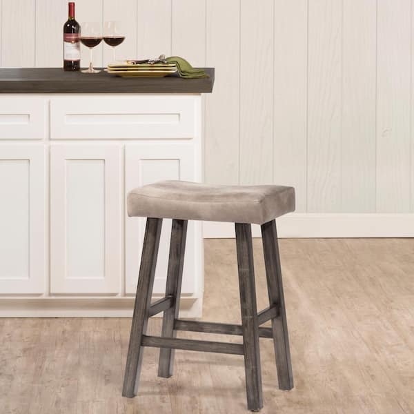 Saddle Rustic Gray Non Swivel Backless Bar Stool