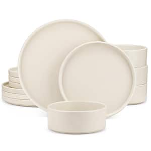 VENUS 12-Pieces Cream Stoneware Dinnerware Set, Service for 4