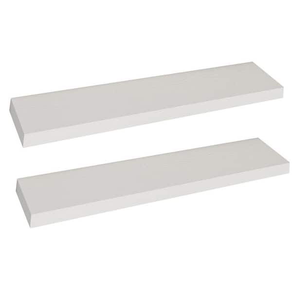 48 in. W x 9.1 in. D White Floating Shelves Decorative Wall Shelf (Set of 2)