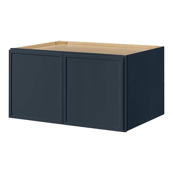 Leyton 33 in. W x 24 in. D x 18 in. H Ready to Assemble Plywood Slim Shaker Wall Bridge Kitchen Cabinet in Ink Blue