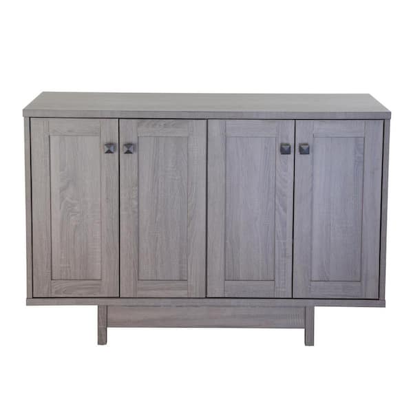 FC Design Distressed Grey 47 in. W Sideboard Storage Cabinet, Dining Server Cupboard Buffet Table with 2-Storage Cabinets