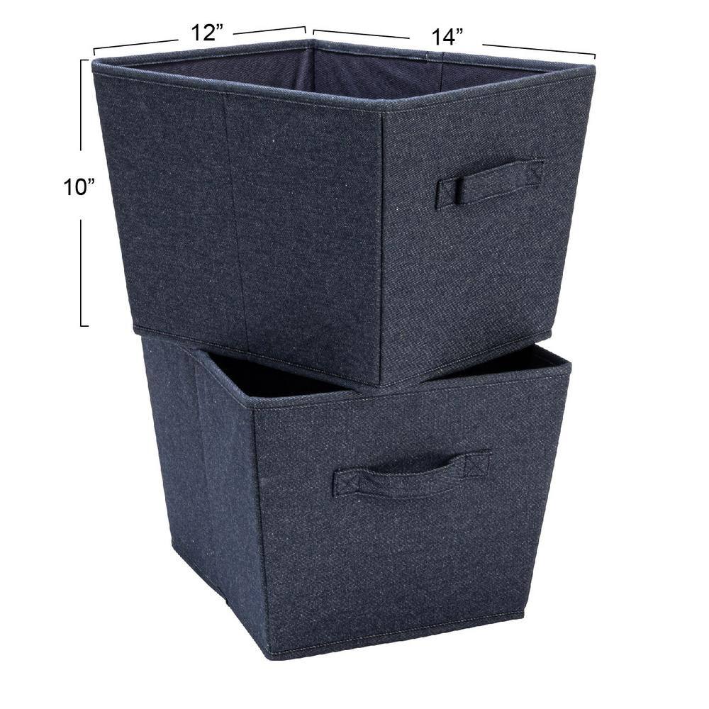 Denim Blue Fabric Stackable Storage Cubes with Cloth Handles