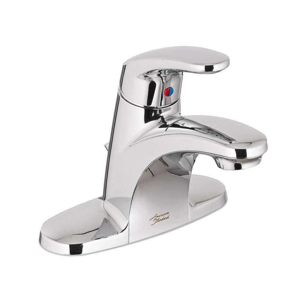 Polished Chrome Centerset Bathroom Faucet with Drain Assembly