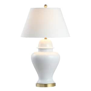 Sagwa 33 in. White Ceramic/Iron Modern Classic LED Table Lamp
