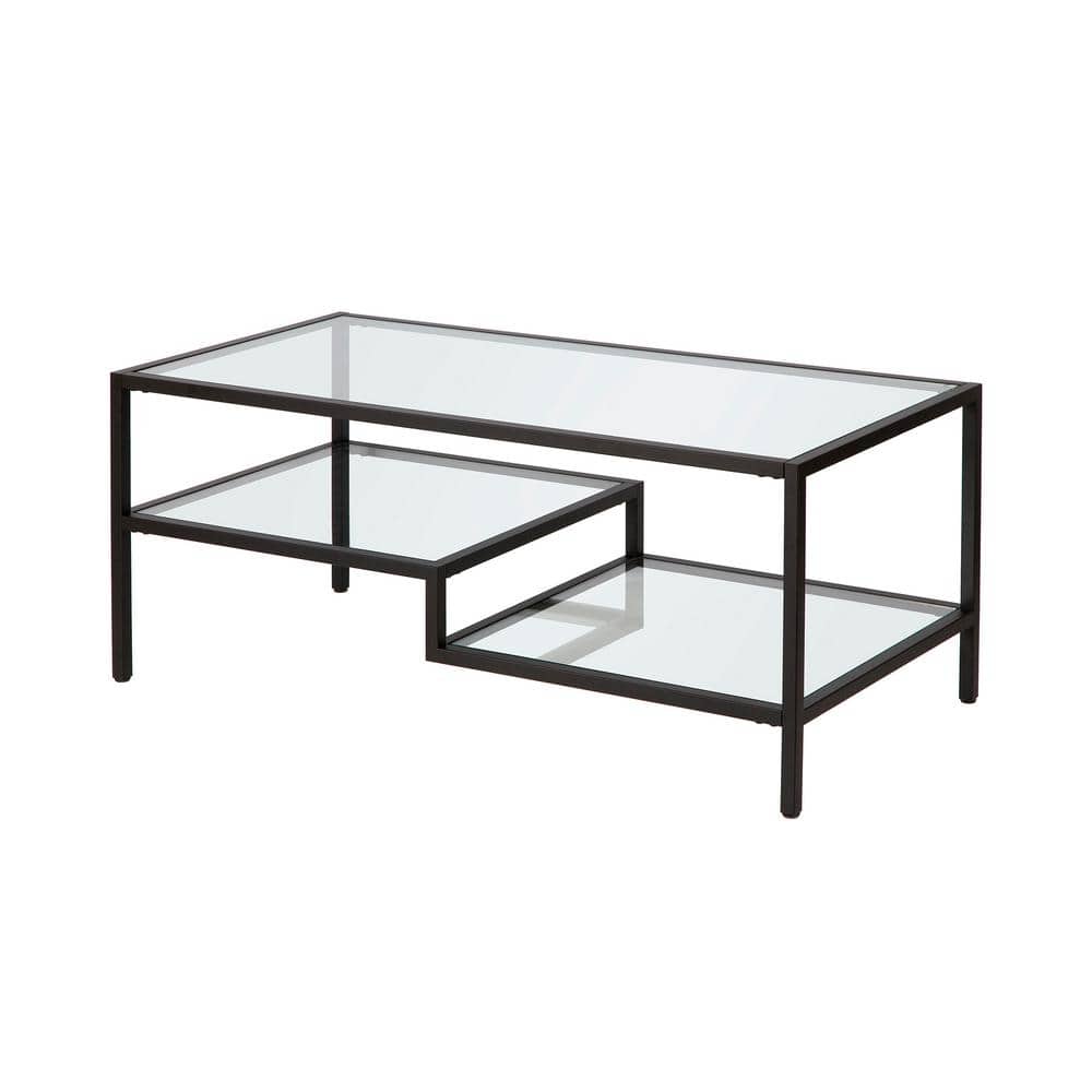 Blackened Bronze and Glass Two-Tier Coffee Table