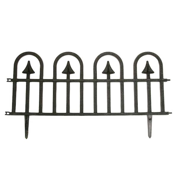 Vigoro 12 in. H x 23.25 in. W Black Resin Garden Border Fence