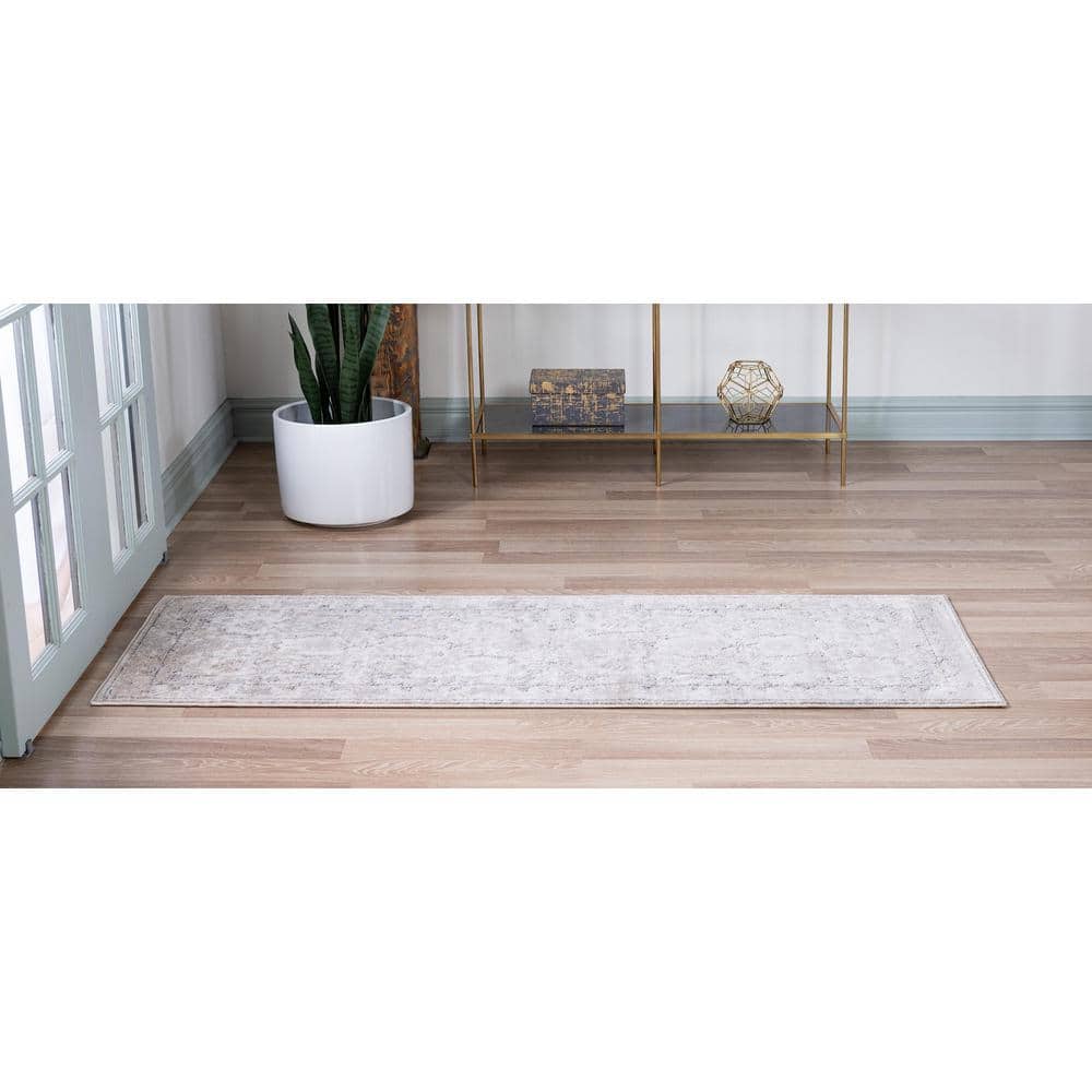 Soothing Ivory Synthetic 2'2" x 6' Indoor Runner Rug