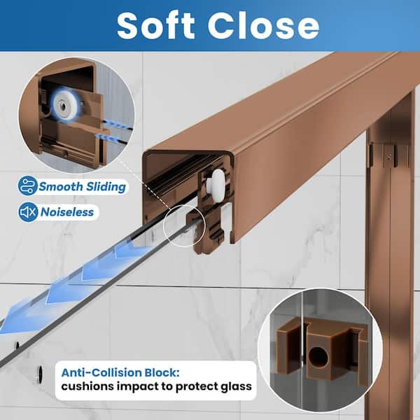 44-48 in. W x 72 in. H Double Sliding Framed Shower Door with Easy-Clean Tempered Glass in Oil Rubbed Bronze