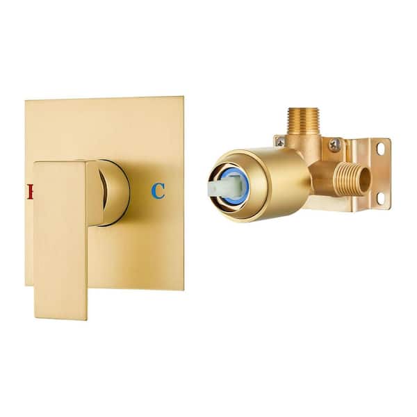 PICTURESQUE CENDU LLC 1-Handle Wall Mount Shower Trim Kit in Brushed Gold with Tub Shower Valve-1.18 GPM (Valve Included)