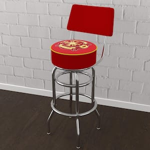 Fire Fighter 31 in. Red Low Back Metal Bar Stool with Vinyl Seat