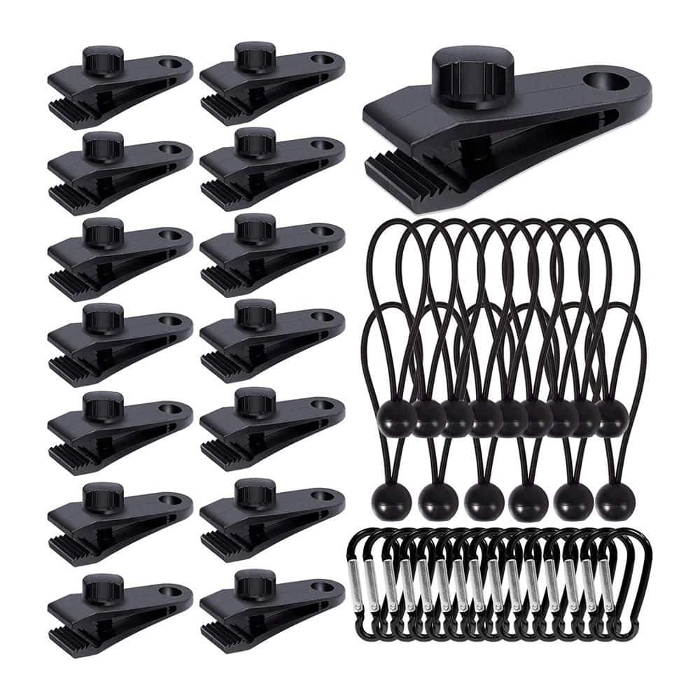 Heavy Duty Lock Grip Tarp Clips with Carabiner Clips and Bungee Cords Set (45-Pack) for Awnings Camping Canopies price history on PriceWatchPro