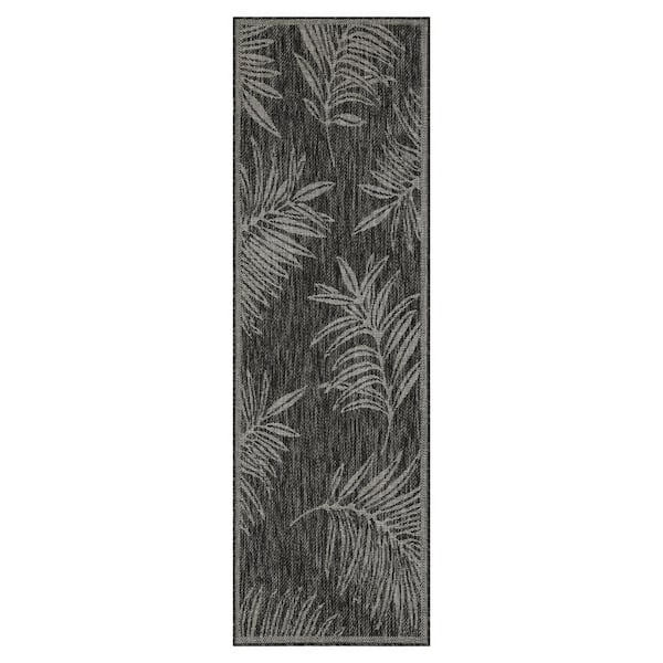 Liana Black and Gray 2 ft. x 8 ft. Indoor/Outdoor Area Rug