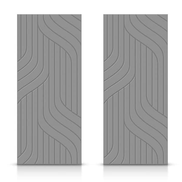 CALHOME 48 in. x 80 in. Hollow Core Light Gray Painted Composite MDF Interior Double Closet Sliding Doors