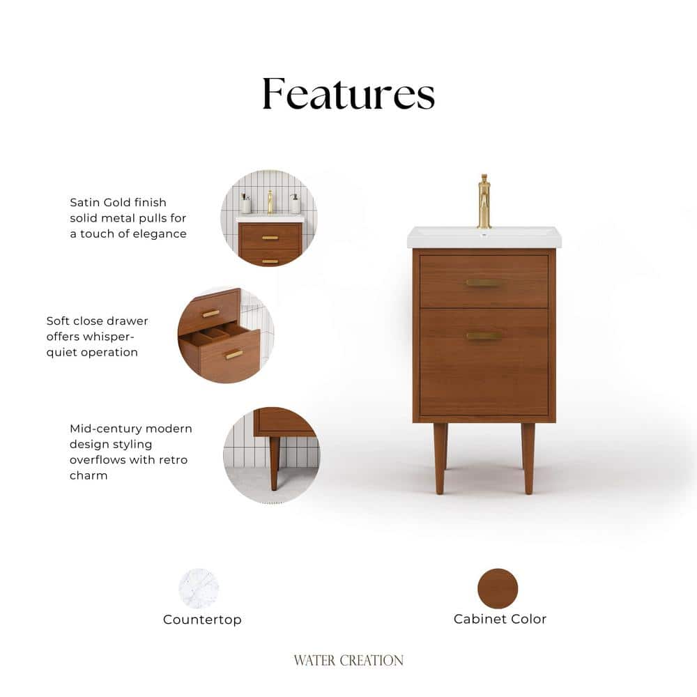 Honey Walnut 20" Freestanding Vanity with Ceramic Sink