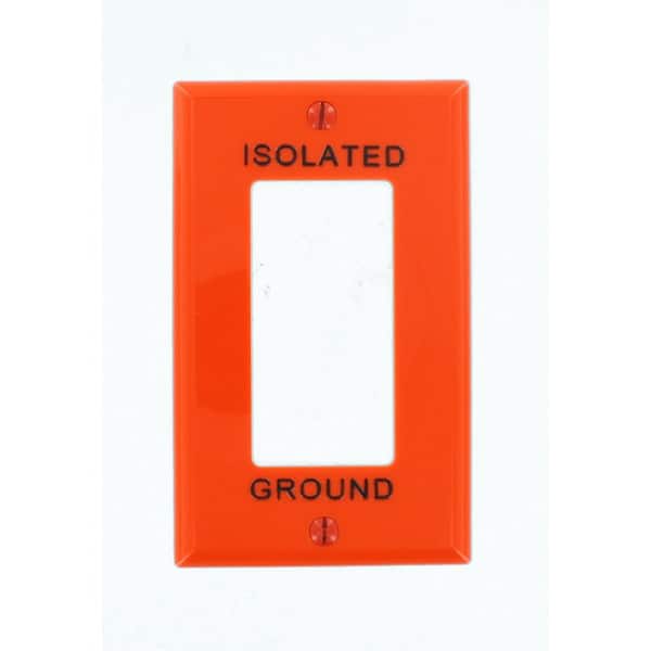 Leviton 1-Gang Decora Wall Plate, Hot Stamped Isolated Ground orange