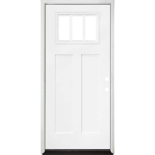 Legacy 36 in. x 80 in. LHIS 1/4 Toplite 3L SDL Clear Glass Primed Unfinished Fiberglass Prehung Front Door w/QS_4"Jamb