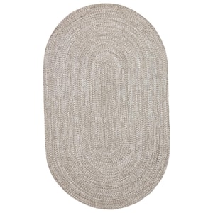 Braided Slate-White 5 ft. x 8 ft. Reversible Transitional Polypropylene Indoor/Outdoor Area Rug