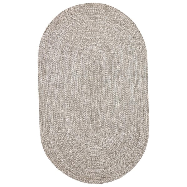 Braided Slate-White 8 ft. x 10 ft. Reversible Transitional Polypropylene Indoor/Outdoor Area Rug