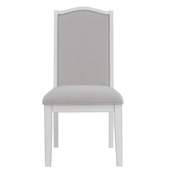 Steve Silver Warren Gray Polyester Cushioned White Side Chair Set of 2