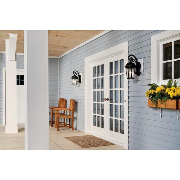 Courtyard 17.75 in. 1-Light Rubbed Bronze Outdoor Hardwired Wall Lantern Sconce with No Bulbs Included (1-Pack)