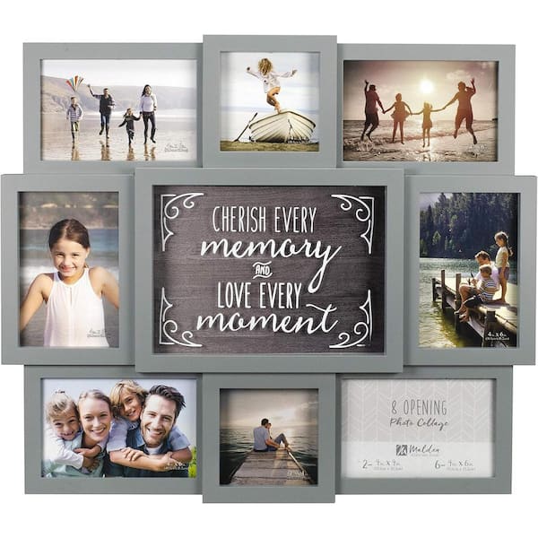 Unbranded 16 x 19 White Wood Hanging 8-Opening Sentiment Dimensional Picture Frame Wall Collage