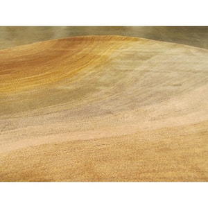 Gold 8 ft. Round Hand-Tufted Wool Contemporary Abstract Desertland Area Rug