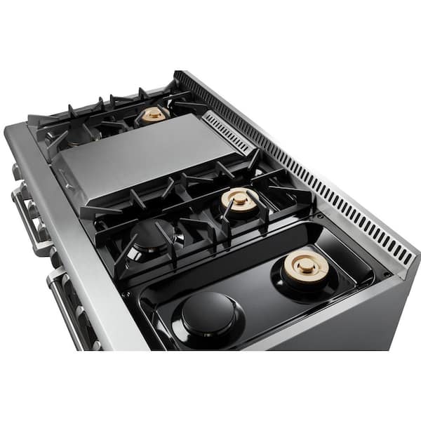 48 in. 6.7 cu. ft. Double Oven Gas Range with Convection Oven in. Stainless Steel