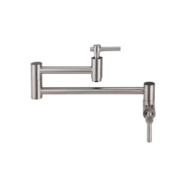 AVITAS 1.8 GPM Wall Mounted Solid Brass Pot Filler with 2 Handles in Brushed Nickel
