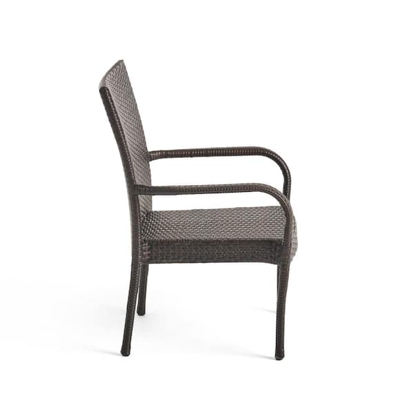 Ada Multi-Brown 3-Piece Faux Rattan Outdoor Patio Conversation Set with Stacking Chairs