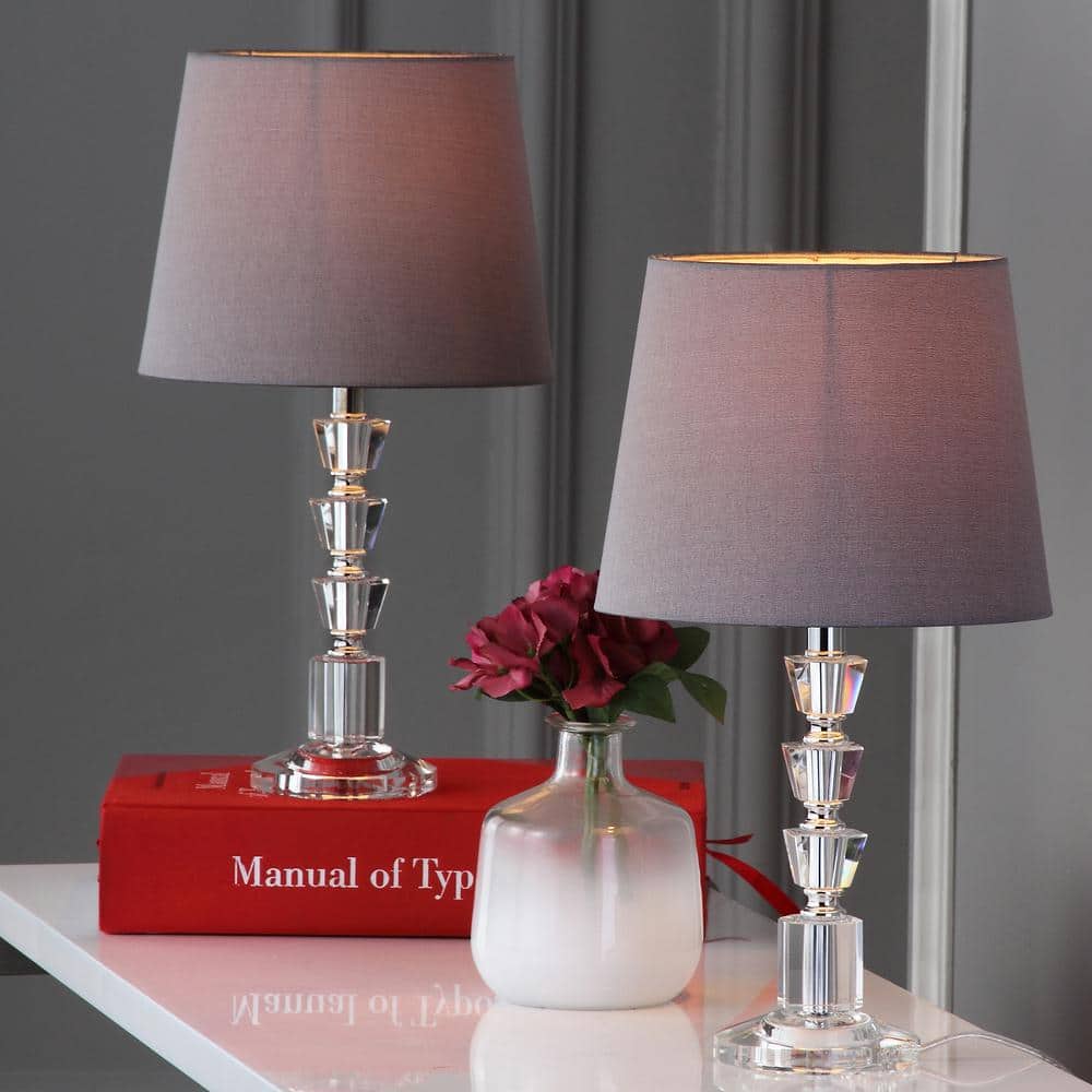 Harlow 16 in. Clear Tiered Crystal Orb Table Lamp with Brown Shade (Set of 2) price history on PriceWatchPro