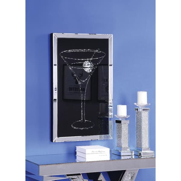 Benjara Black and Clear Wooden Framed Martini Wall Art