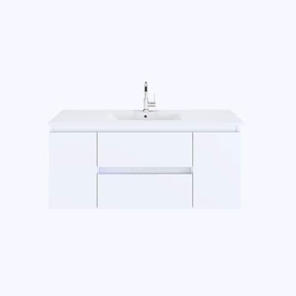 VOLPA USA AMERICAN CRAFTED VANITIES Salt 48 in. W x 18 in. D Bath Vanity in White with Ceramic Vanity Top in White with White Basin