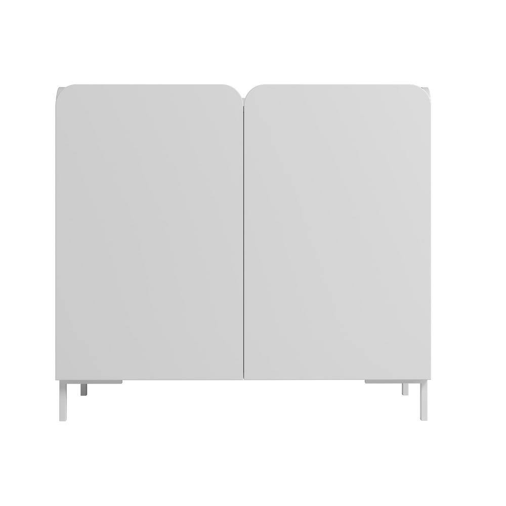 Bogardus White Mid-Century Modern Accent Cabinets Set of 2 with Metal Legs