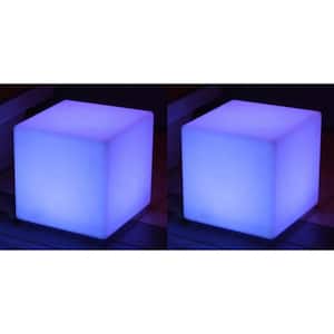 16 in. Cube Pool/Spa Waterproof and Floating LED Light Seats (2-Pack)