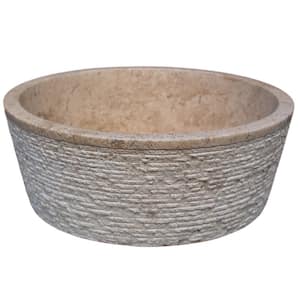 Brushed Natural Stone Vessel Sink in Almond Brown