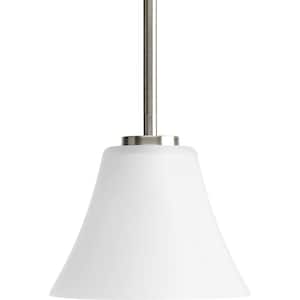 Bravo Collection 1-Light Brushed Nickel Mini Pendant with Etched Glass