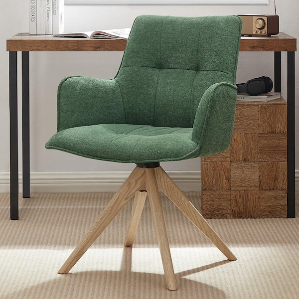 Art Leon Appolo Modern Cute Celadon Fabric Swivel Accent Side Chair with Oak Legs