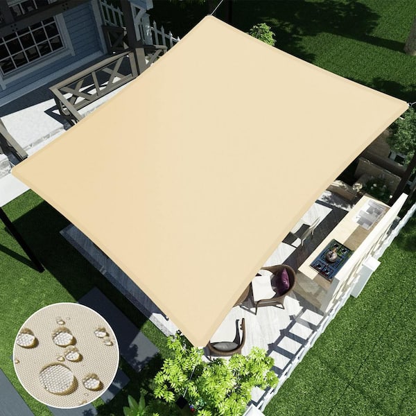 10 ft. x 15 ft. Beige Rectangle Heavy Weight Sun Shade Sail with UV Blockage and waterproof for Patio and Pool Cover